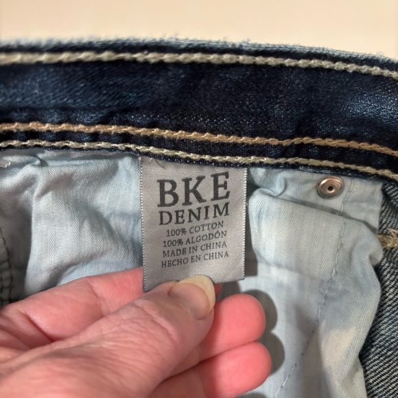 BKE Tyler Men's straight denim Jeans thick stitch 34 Long western whiskers - Picture 6 of 10